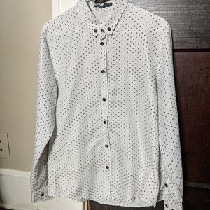 White spade print buttondown shirt